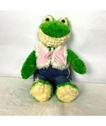 Build A Bear Workshop Spring Frog Plush 17&quot; Green Shaggy Fur Happy Smile  - £19.56 GBP