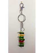 Handcrafted Keychain/Purse Charm, Square Glass beads w/glass seed bead s... - $12.38