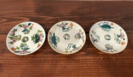 19th Century Antique Chinese Plates Handpainted Floral Flower Leaves Porcelain - £77.31 GBP