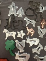 Vintage Variety Cookie Cutters Lot of 28 With 2 Glass Presses Copper, Tupperware - $18.50