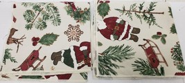 Set of 2 Same Fabric Printed Napkins (approx. 15&quot; x 16&quot;) CHRISTMAS, WINT... - £10.25 GBP