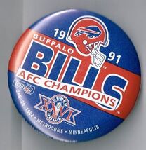 Super bowl 26 XXVI Metrodome 1991 Buffalo Bills AFC Champions pin back b... - $29.65