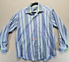 Johnston And Murphy Blue Stripped Dress Shirt Size Medium (1s3) - $14.85