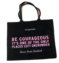 THE BODY SHOP Be Courageous Promo Tote Black Anita Roddick Quote NEW 16”... - £10.70 GBP