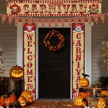 Halloween Decoration Evil Circus Clown Carnival Porch Banner,Wellcome To Carniva - £22.36 GBP