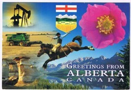 Postcard Greetings From Alberta Canada Multi View - $2.16