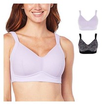 Rhonda Shear 2-pack Molded Cup Bra with Mesh Overlay (Zebra/Lilac, XL) 786468 - £15.00 GBP