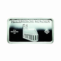Germany Silver Ingot Bar Proof 2.5g Landmarks Munich Frauenkirche 03850 - $31.49