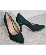 Andrew Marc PEGGY in Green Suede Gold Trim 3&quot; Stiletto Classic Pump Heel... - $50.06 CAD