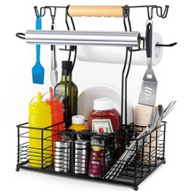 Grill Caddy, Condiment Caddy With Paper Towel Holder, Bbq Picnic Utensil Caddy F - £43.48 GBP