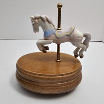 Carousel Pony Music Box Willitts Design On Wooden Base Plays Its A Small World - £13.17 GBP