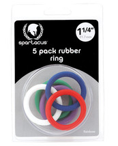 Spartacus 1.25&quot; Rubber C*ck Ring Set - Rainbow Pack Of 5 - £12.59 GBP