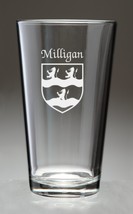 Milligan Irish Coat of Arms Pint Glasses - Set of 4 (Sand Etched) - $68.00