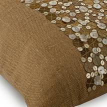 Beige Metallic Sequins Earthy 16&quot;x16&quot; Burlap Pillows Cover, Gold Silver Sands - £36.12 GBP+