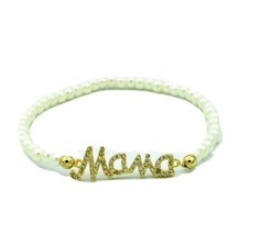 Mamá Acrylic White Pearl Stretch Bracelet Mothers&#39;day GIFT Regalo para Mamá - $14.73