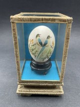 Vintage Chinese Hand Painted Egg Flowers &amp; Bird Display Box Asian Decor - £13.45 GBP