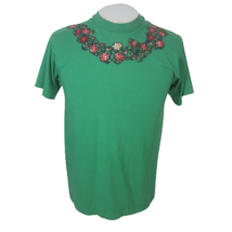 Screen Stars Best T Shirt Ugly Christmas green blank poinsettia applique... - £21.92 GBP