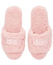 JENNI Pink French Terry Lazy Day Faux-Sherpa Memory Foam Slippers Medium 7-8 - £15.02 GBP