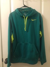 Nike Hoodie Pull Over Men’s XL Blue Hooded Sweatshirt Blue &amp; Neon Green - $49.72