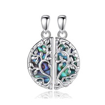 925 Sterling Silver Tree of Life Best Friends Necklace Abalone Shell Pendant for - £29.13 GBP