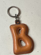 Made in Italy Puffy Brown Leather Initial Letter B Key Chain Backpack Decoration - £15.52 GBP