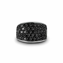 3.83 Ct Pavé Three-Sided Ring With Black Diamonds 14K White Gold Finish Silver - £117.51 GBP