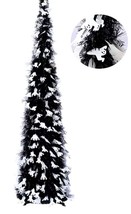 Halloween Artificial 5ft Tree Pop Up Silver Ghost Sequin Tree with Tinsel A7 - £27.96 GBP