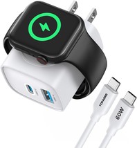 For Apple Watch Charger With 20W Fast Charging Block, 3 In 1 Pd Usb C, White - £28.41 GBP