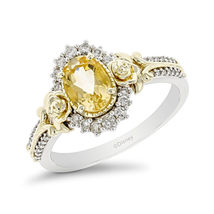Enchanted Disney Belle Oval Yellow Citrine Engagement Rings in Two-Tone Rings - £103.88 GBP