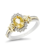 Enchanted Disney Belle Oval Yellow Citrine Engagement Rings in Two-Tone ... - £102.25 GBP