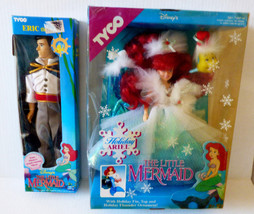 Set Of 2 Disney Tyco The Little Mermaid Holiday Ariel Doll &amp; Eric Action Figures - £126.61 GBP