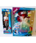 SET OF 2 DISNEY TYCO THE LITTLE MERMAID HOLIDAY ARIEL DOLL &amp; ERIC ACTION... - £127.23 GBP