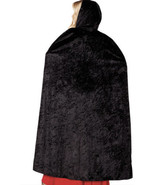 ￼adult long Full Length 55” Inch Velvet Hooded Costume Cloak Cape Black NEW - £11.75 GBP
