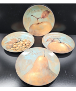 4 Pc Pier 1 Delicious Salad Plates Set Gold Fruits Table Dining Serve Di... - $46.40