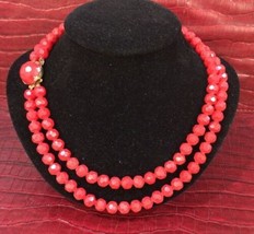 Vintage Red Necklace Signed Japan 17&quot; Long - £15.61 GBP