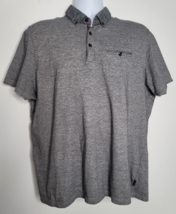 Ted Baker London Mens Polo Shirt Size 7 Gray Heathered Short Sleeve Coll... - £19.65 GBP
