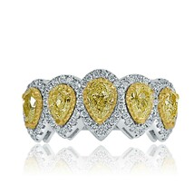 2Ct Ehering Birnenförmig Natürlich Kostüm Hellgelb Diamant 14k Weiss Gold - $103,101.45 MXN