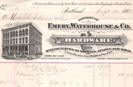 Portland Maine Emery Waterhouse Hardware Anvil Shovels Spades 1884 Billhead - £15.09 GBP