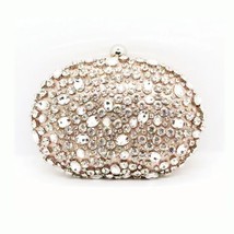  Bling Gem Stone Silver Ladies Clutches Handbag Cocktail Banquet Wallet Wedding  - £74.62 GBP