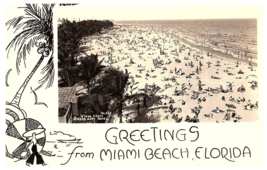 RPPC Postcard Greetings from Miami Beach View from Shoreham Hotel No 321 - £11.70 GBP