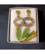 Vintage Storrs Native American Jade Dangle Earrings - $445.00 MXN