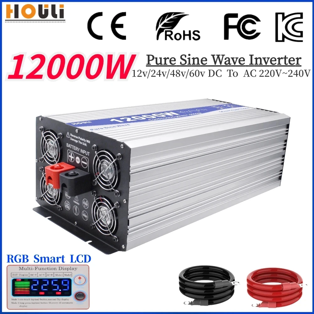Power Solar Inverter Korean 12000W Pure Sine Wave Inverter DC 12V 24V 48V to AC - £320.62 GBP+