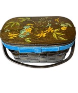 Vintage Wood Woven Basket Purse Floral Decoupage Waterproof Lining Velve... - £38.32 GBP