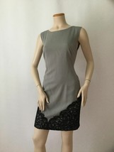 New Nicole Miller Collection Grayw/Black Lace Detail  Silk Blend  Dress (Size 6) - £39.92 GBP