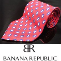 Banana Republic Burgundy w/ Blue White Dots Silk Men&#39;s Necktie 58&quot; - £11.84 GBP