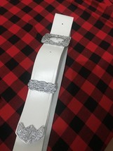 Piper Cross Belt Thistle Chrome Buckle Genuine White Leather - $60.00