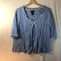 Lane Bryant Sz 22/24 Blue Short Sleeve One Button Cable Cardigan Sweater... - £19.46 GBP