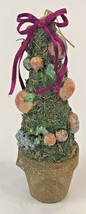 Vintage Christmas Ornament Topiary Fruit Glitter 6.5&quot; Sugar Metal Mesh Planter  - £9.45 GBP