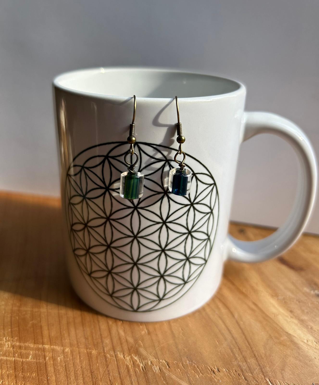 Exclusive one of a kind Earrings US Handmade Glass Bead - Forest Green, ... - $16.00