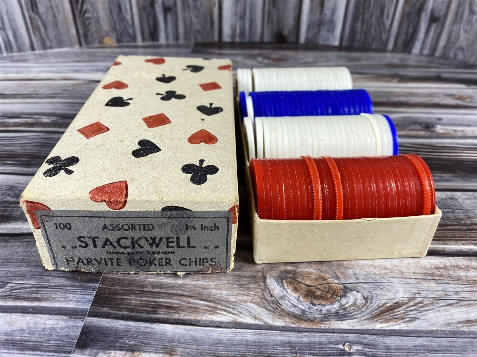 Vintage Plastic Poker Chips - Red White &amp; Blue Lot  - $7.84